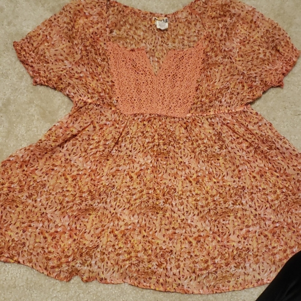 Peach Sheer Mudd Top